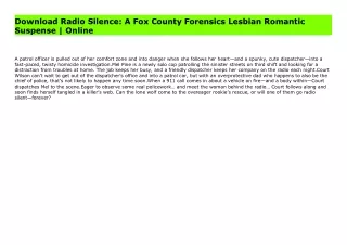 Download Radio Silence: A Fox County Forensics Lesbian Romantic Suspense | Online