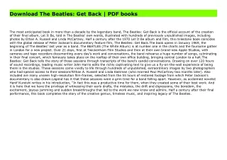 Download The Beatles: Get Back | PDF books