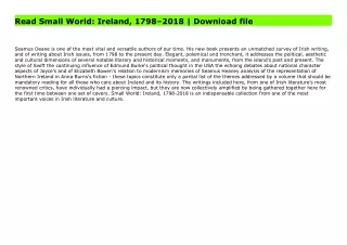 Read Small World: Ireland, 1798–2018 | Download file