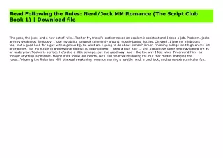 Read Following the Rules: Nerd/Jock MM Romance (The Script Club Book 1) | Download file