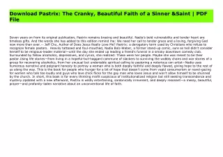 Download Pastrix: The Cranky, Beautiful Faith of a Sinner & Saint | PDF File