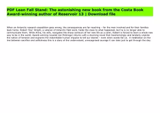 PDF Lean Fall Stand: The astonishing new book from the Costa Book Award-winning author of Reservoir 13 | Download file