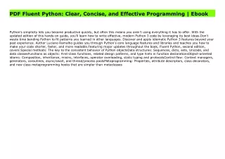 PDF Fluent Python: Clear, Concise, and Effective Programming | Ebook