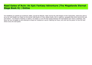 Read Gates of Ruin: An Epic Fantasy Adventure (The Magelands Eternal Siege Book 6) | Online