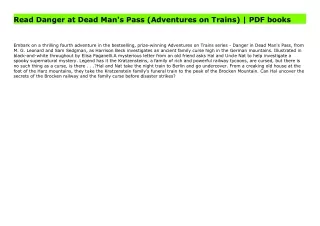Read Danger at Dead Man's Pass (Adventures on Trains) | PDF books