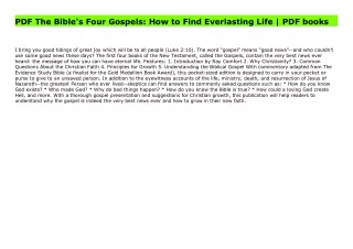 PDF The Bible's Four Gospels: How to Find Everlasting Life | PDF books