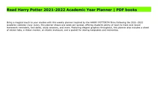 Read Harry Potter 2021-2022 Academic Year Planner | PDF books