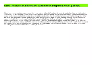 Read The Russian Billionaire: A Romantic Suspense Novel | Ebook