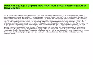 Download Legacy: a gripping new novel from global bestselling author | Download file