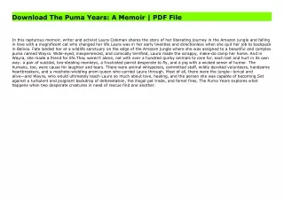 Download The Puma Years: A Memoir | PDF File