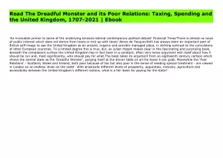 Read The Dreadful Monster and its Poor Relations: Taxing, Spending and the United Kingdom, 1707-2021 | Ebook
