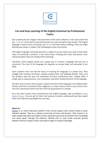 fun and easy learning of the english grammar