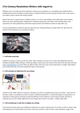 21st century resolutions writers with regard to