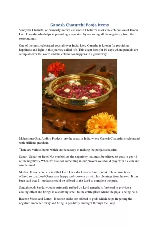 ganesh chaturthi pooja items