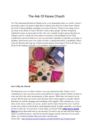the ask of karwa chauth