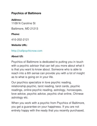 Psychics of Baltimore