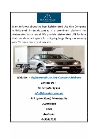 Refrigerated UTE Hire Company Brisbane | Slrrentals.com.au