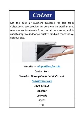 Air Purifiers for Sale | Colzer.com