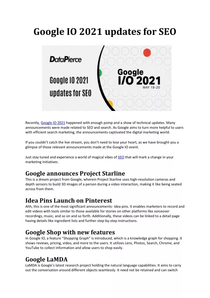 google io 2021 updates for seo