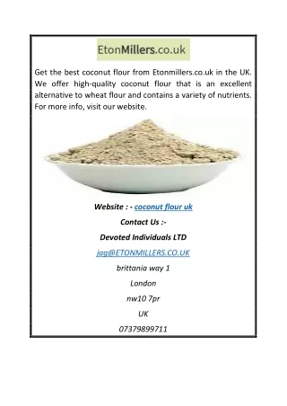 Coconut Flour Uk | Etonmillers.co.uk