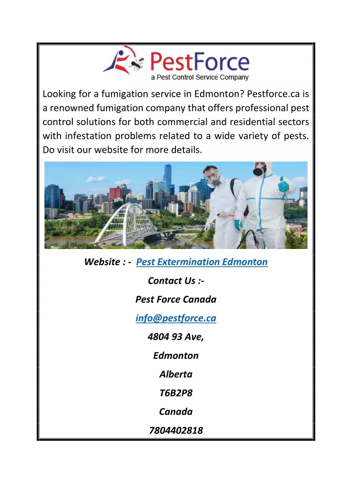 looking for a fumigation service in edmonton