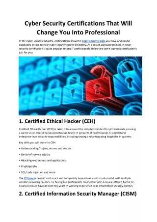 cyber security certifications that will change