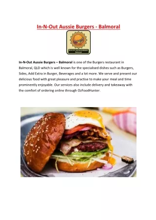 in n out aussie burgers balmoral