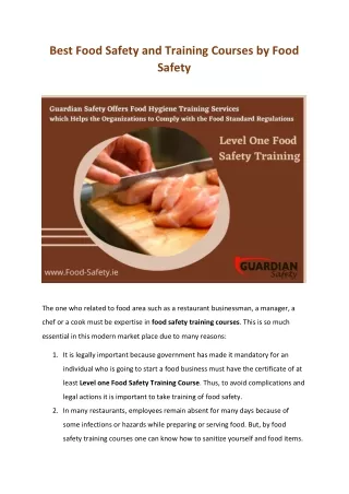 Best Food Safety and Training Courses by Food Safety