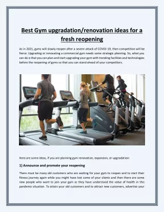 Best Gym upgradation or renovation ideas for a fresh reopening