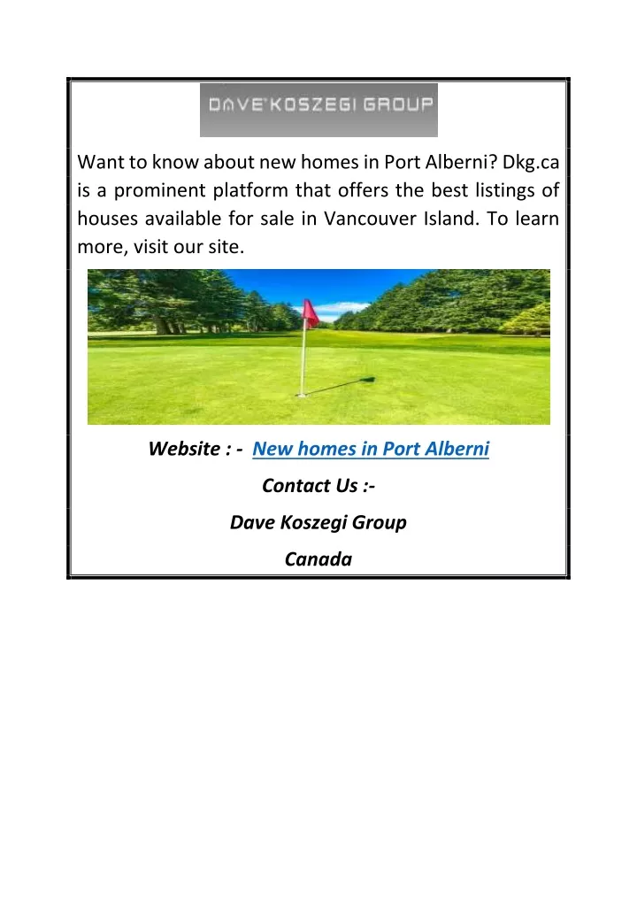 want to know about new homes in port alberni