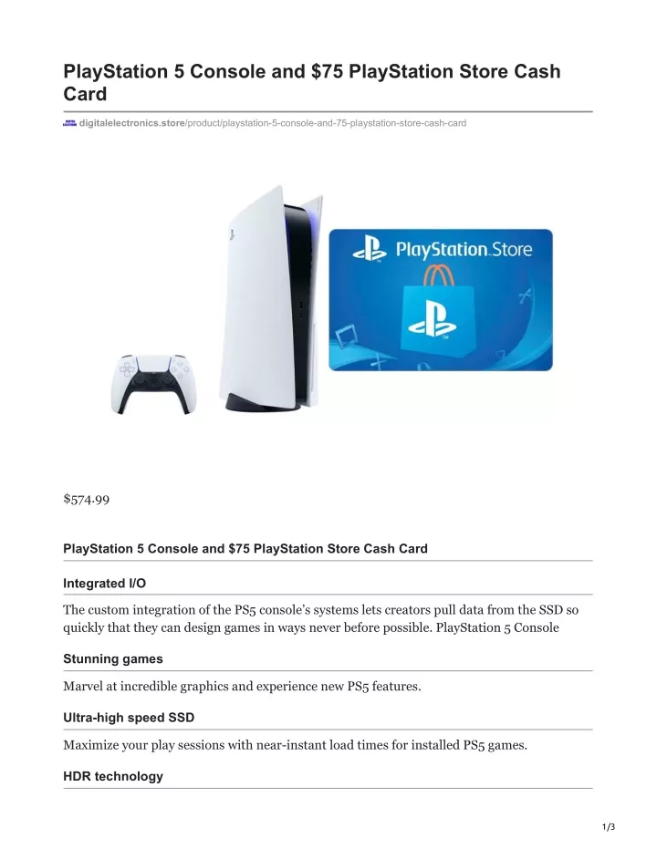 playstation 5 console and 75 playstation store