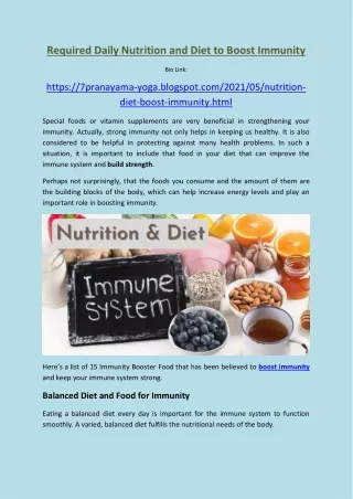 required daily nutrition and diet to boost