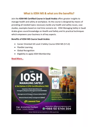 join the iosh ms certified course in saudi arabia