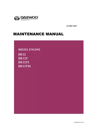 Daewoo Doosan DE12T Diesel Engine Service Repair Manual