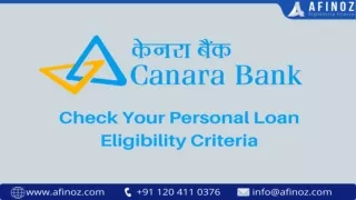 Canara Bank Personal Loan Eligibility Criteria