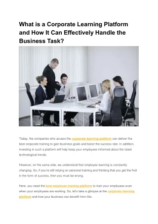 What is a Corporate Learning Platform and How It Can Effectively Handle the Business Task