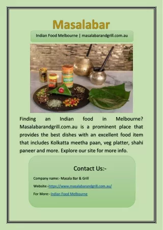 Indian Food Melbourne | masalabarandgrill.com.au