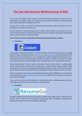 The Top 5 Best Resume Writing Services of 2021