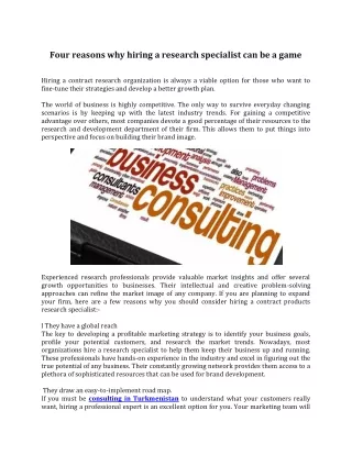 four reasons why hiring a research specialist