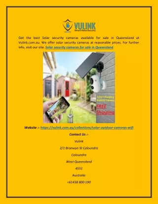Solar Security Cameras for Sale in Queensland  Vulink.com.au