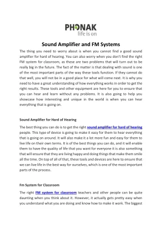 sound amplifier and fm systems