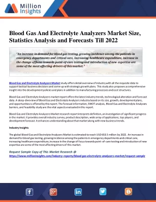 Blood Gas And Electrolyte Analyzers Market Present State and Future Growth Prospects By 2022