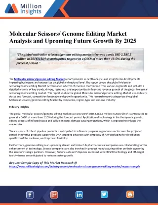 Molecular Scissors Genome Editing Market Long Term Growth Outlook and Forecast to 2025