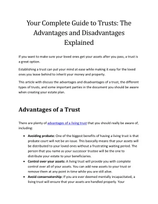 your complete guide to trusts the advantages