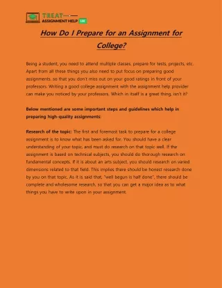 how do i prepare for an assignment for college