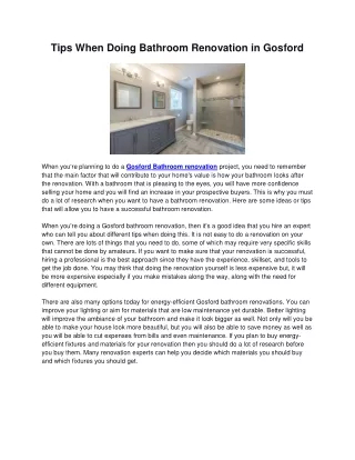 Gosford bathroom renovation