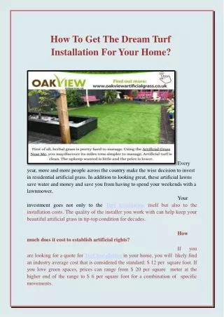 How To Get The Dream Turf Installation For Your Home