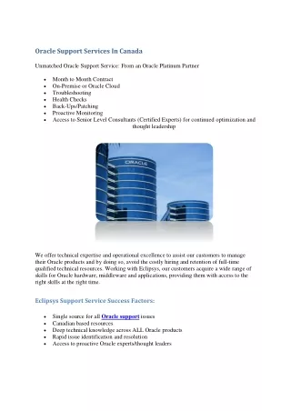 oracle support services in canada unmatched