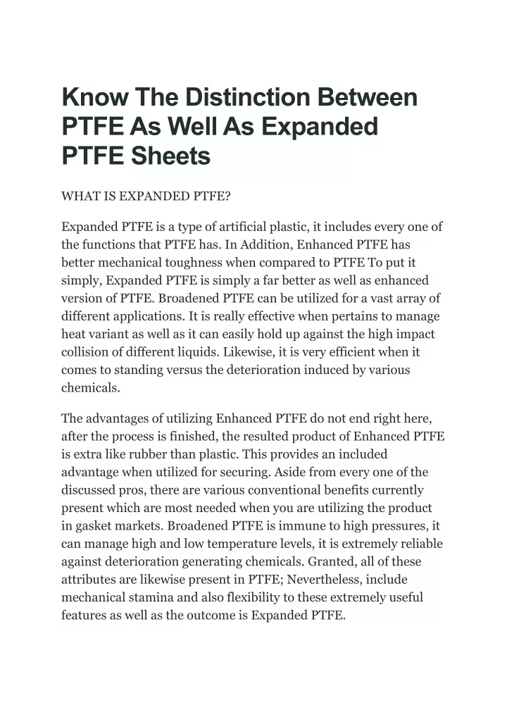 know the distinction between ptfe as well