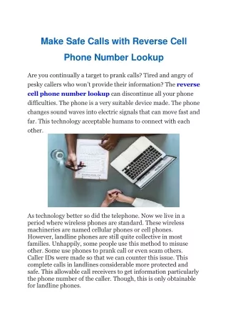 Make Safe Calls with Reverse Cell Phone Number Lookup